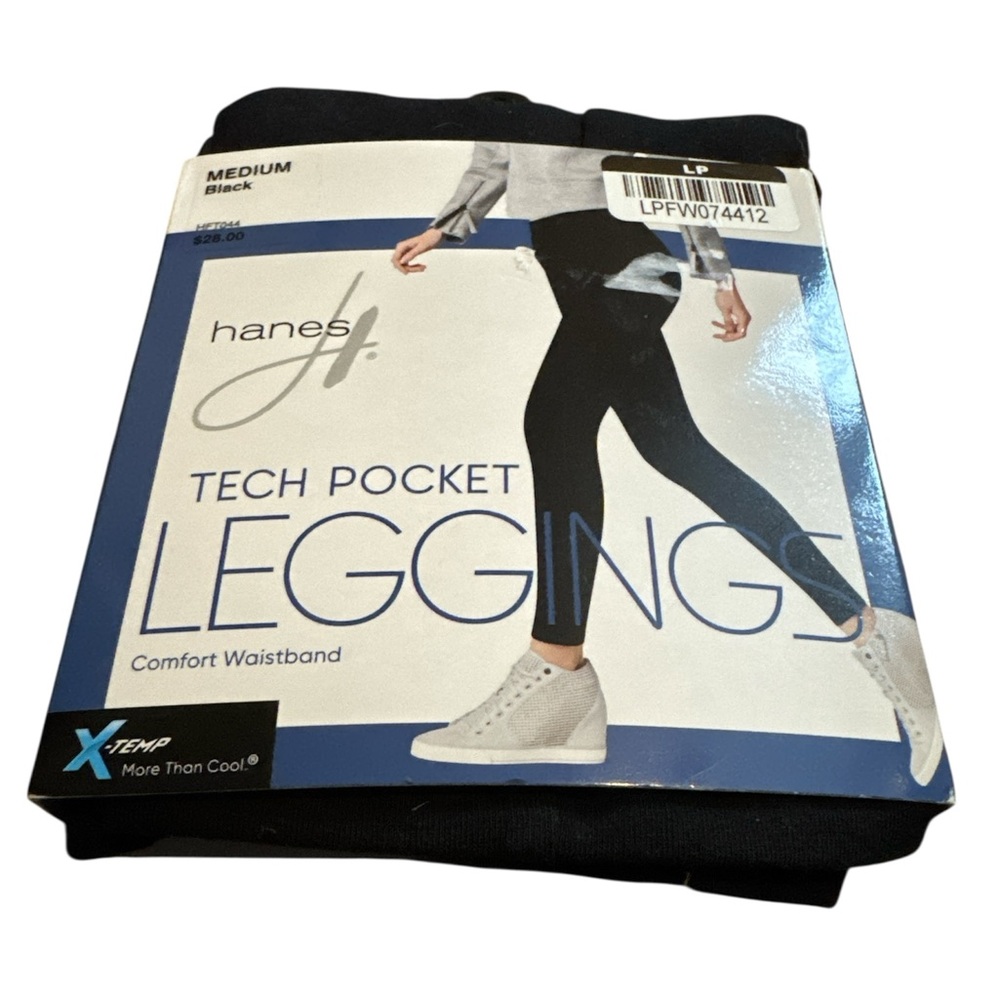 Hanes Black Leggings with Tech Pocket